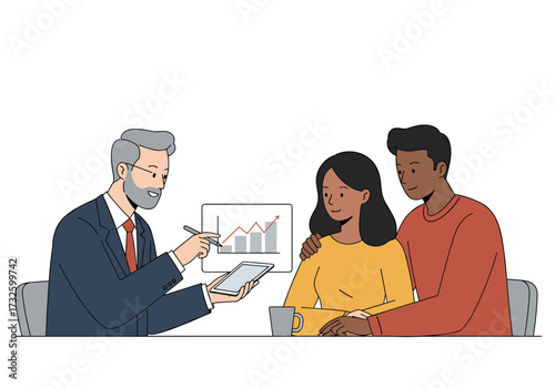 Financial consultation session with clients office digital professional environment client-centered approach