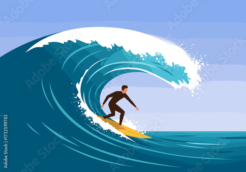Surfing adventure ocean waves digital coastal environment side view thrilling experience