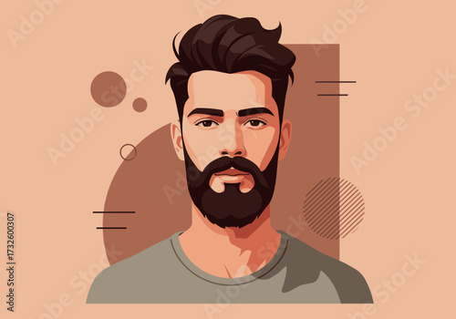 Portrait of a stylish man with beard digital graphic environment modern style