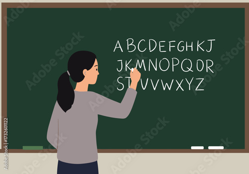 Teaching the alphabet a classroom activity on a chalkboard education engaging environment teacher's perspective