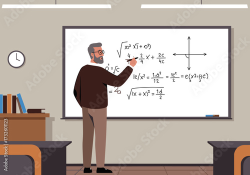 Teaching mathematics concepts classroom educational environment side view engaging learning experience