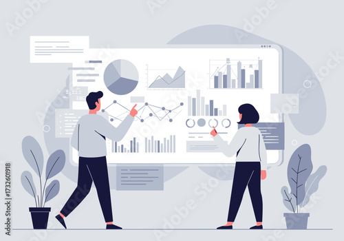 Data analysis presentation office environment infographic content digital workspace insightful perspective