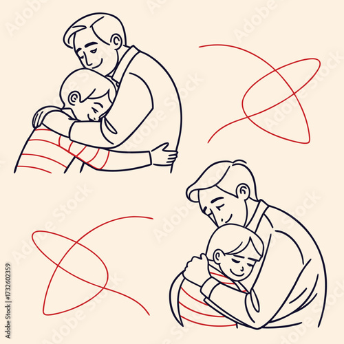 Father And Child Embrace Happily