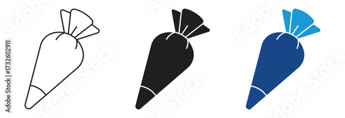 Pastry bag icon  set, piping cream cake logo design. Vector illustration .