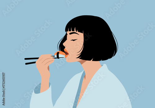 Savoring sushi delights modern kitchen digital minimalistic style view culinary experience