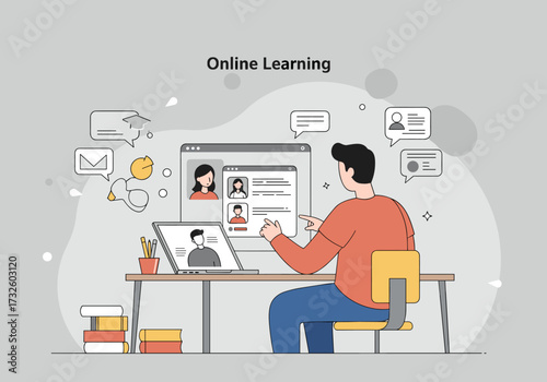 Online learning session home office digital education modern environment user perspective knowledge sharing