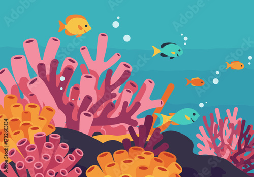 Underwater adventure with colorful fish coral reef digital ocean vibrant viewpoint
