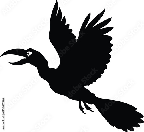 flying hornbill bird silhouette 