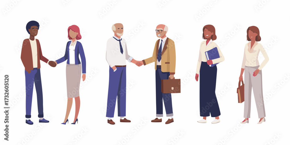 Fototapeta premium Diverse group of professionals shaking hands and standing together in a business meeting setting