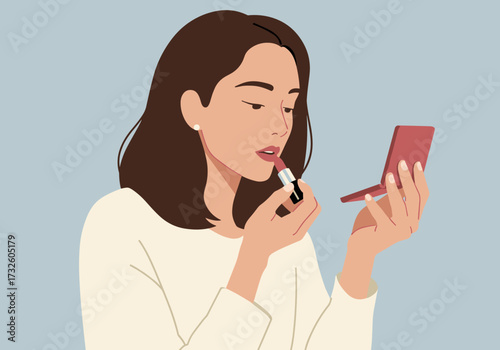 Makeup application tutorial home setting digital relaxed environment view beauty concept