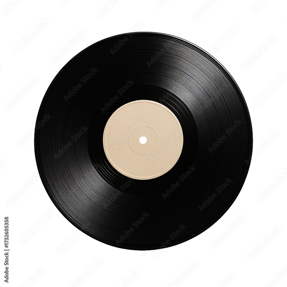Obraz premium Single vinyl record on a transparent background. Music. Analog recording. Retro sound.