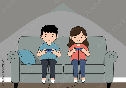 Gaming fun for two living room digital entertainment cozy environment engaging viewpoint