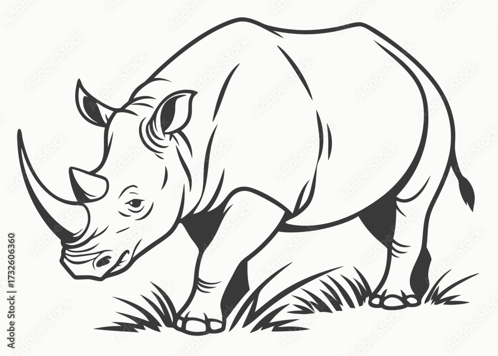 Fototapeta premium Clean silhouette of a rhinoceros in vector format