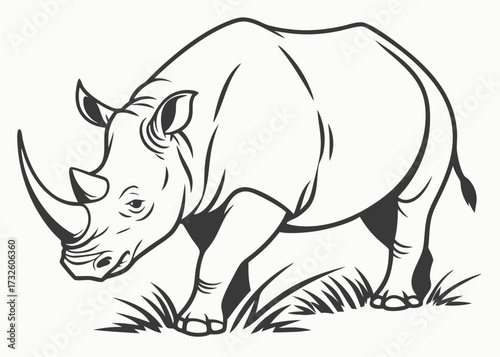 Clean silhouette of a rhinoceros in vector format