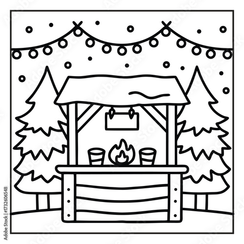 Christmas Carolers in Winter: Illustrative holiday cheer emanates from a trio of carolers singing festive songs under a twinkling Christmas tree, embracing the spirit of winter.
