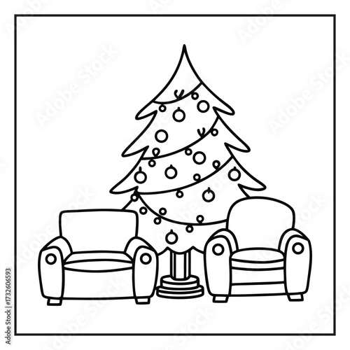 Christmas Carolers in Winter: Illustrative holiday cheer emanates from a trio of carolers singing festive songs under a twinkling Christmas tree, embracing the spirit of winter.