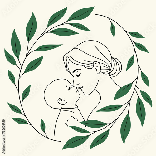 Loving Mother Baby Embrace Illustration