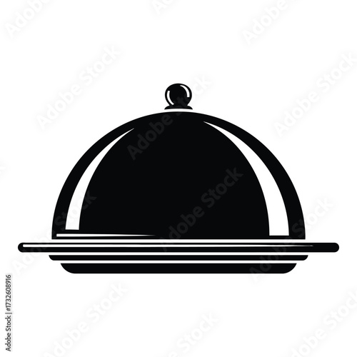 Elegant food cloche serving dish silhouette for restaurant catering and hospitality graphics silhouette