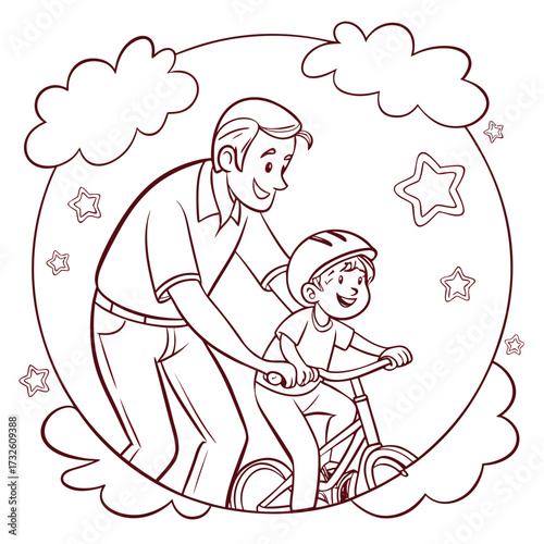 Happy Father Son Bike Learning