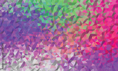 Abstract Geometric Low Poly Background With Pink Purple Green Gradient
