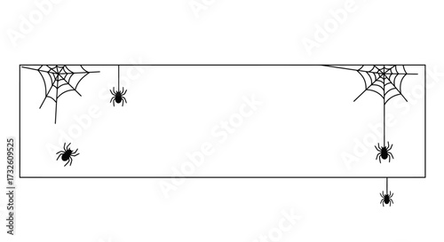 Halloween Spider Web and Spiders Rectangular Frame Border Illustration