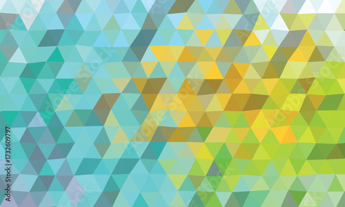 Abstract Geometric Pattern of Teal Green and Yellow Triangles