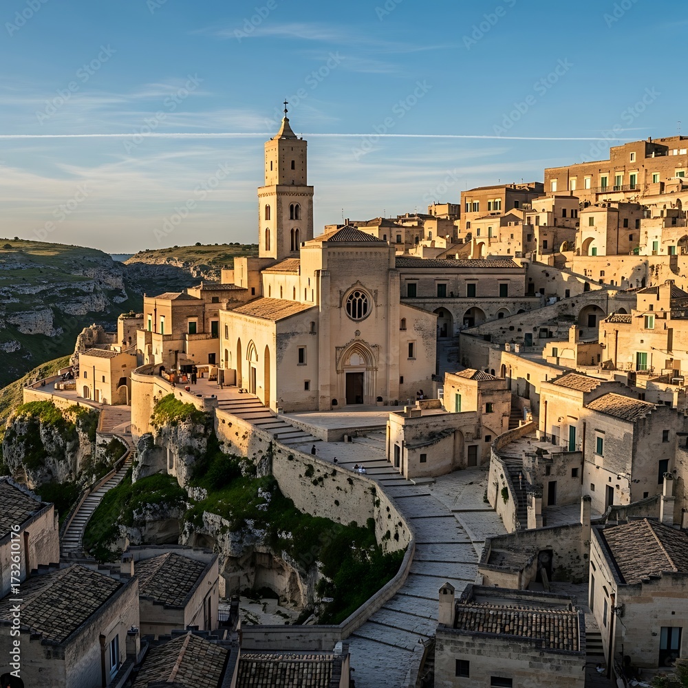 Obraz premium Italian Hilltop Town Scenic View.