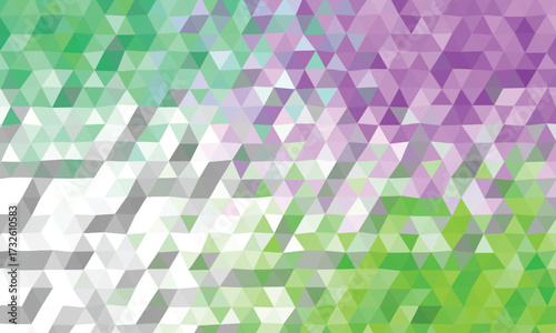 Cool and fresh geometric low poly background with green and purple gradient