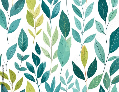 Floral leaf pattern on white