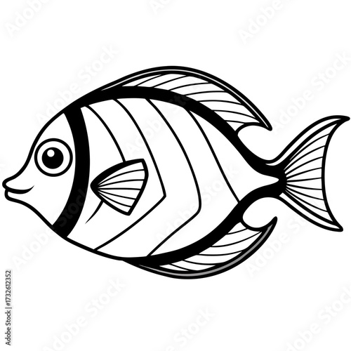 Minimalist Surgeonfish Line Art Vector Illustration on White Background