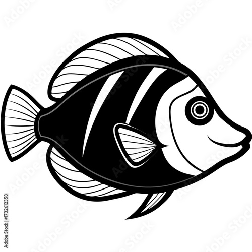 Minimalist Surgeonfish Line Art Vector Illustration on White Background