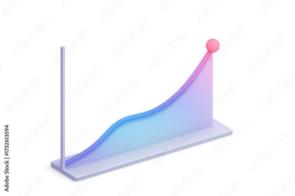 Fototapeta premium Rising colorful 3D graph isolated on transparent background, business concept