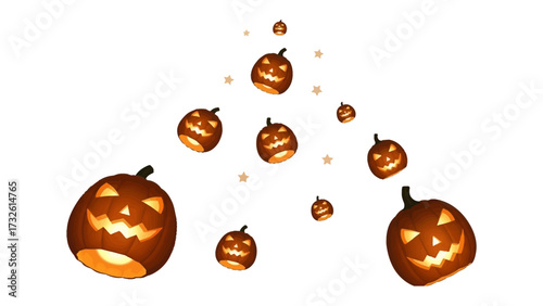 Halloween Pumpkin Airborne: A vibrant composition of floating jack-o'-lanterns against an intriguing background, radiating festive cheer and the spirit of the spooky season.