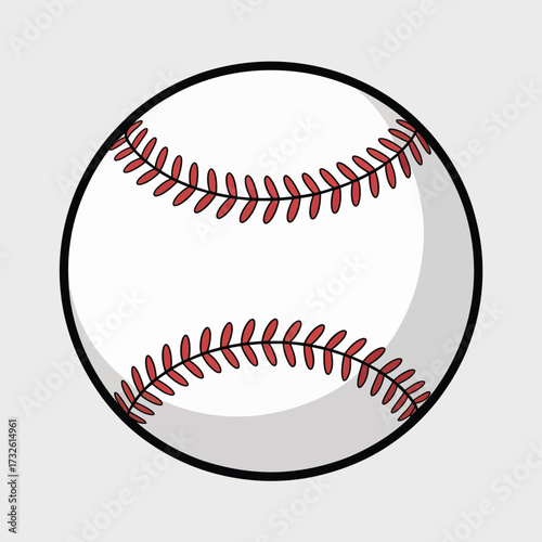 Classic baseball ball with red stitching on a light gray background