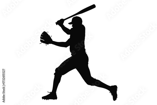 Silhouette of a baseball player swinging a bat during a game