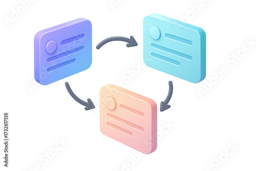3D render illustration of iterative process isolated on transparent background.