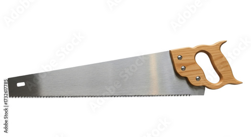 Hand saw with wooden handle isolated PNG with Transparent Background