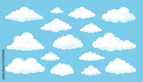 Fototapeta Naklejka Na Ścianę i Meble -  Cartoon clouds against a light blue sky