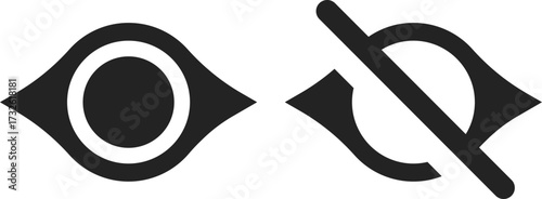 view and hide icon set. Eye icons collection. See and unsee symbol. 