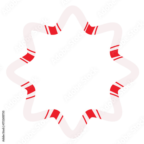 Candy cane border design with festive Christmas frame in red and white stripes, perfect for holiday greeting cards, invitations, and seasonal decoration.