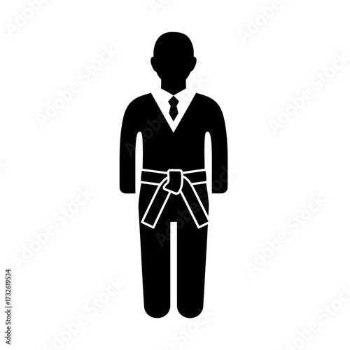  Business Man Martial Arts Suit Black Belt Icon