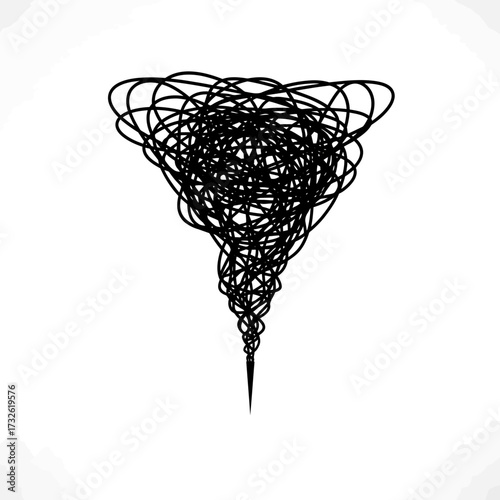 Abstract Chaotic Messy Scribble Tornado Cone Icon