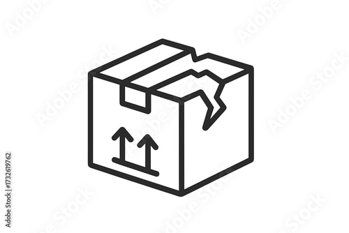 Broken box line icon. Damaged package and fragile cargo symbol. Shipping and delivery problem concept. Poor handling, return or insurance claim. Vector pictogram for logistics.