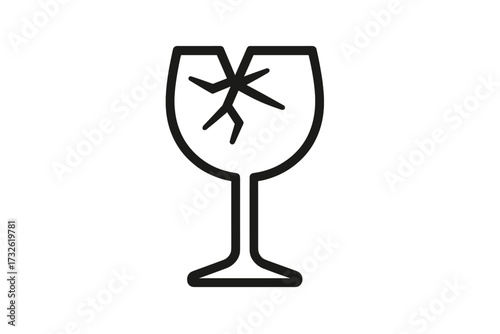 Fragile package handling warning symbol. Broken glass vector line icon for shipping and logistics. Handle with care label for delivery and cargo. Minimalistic pictogram design.