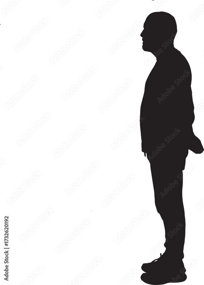 Fototapeta premium vector, silhouette of a side view of a man standing dressed in sportswear arms on back