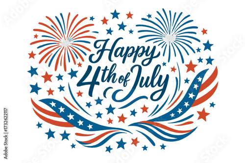 Independence Day celebration 4th of July USA patriotism firework stars and stripes vector illustration patriotic holiday design red blue white