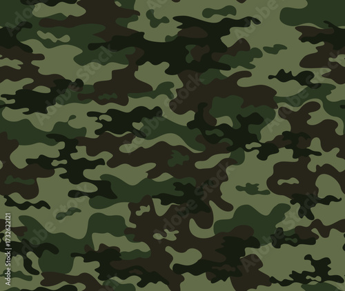 
Dark camouflage green background, army woodland design, fashionable hunting print