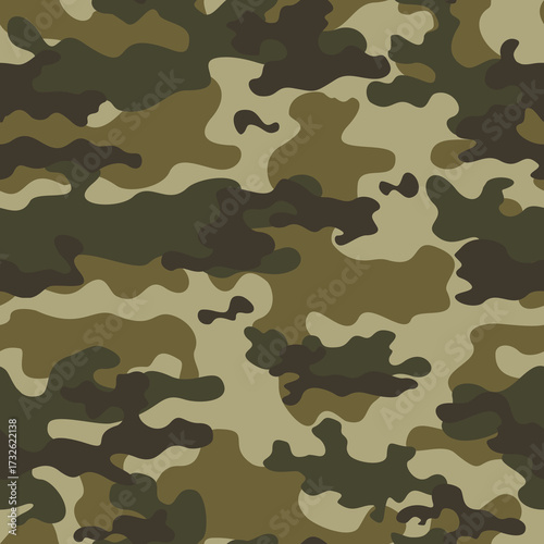 Camouflage seamless army pattern, modern vector print, military khaki texture
