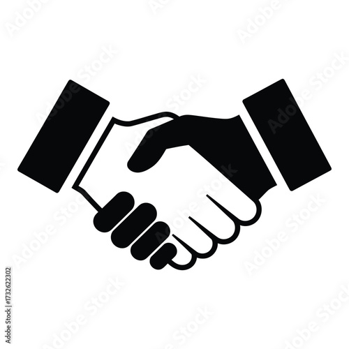 Iconic handshake symbol representing partnership business agreement and trust in professional settings silhouette