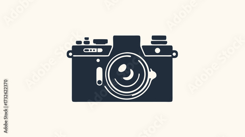 Vintage Retro Camera Icon Vector Illustration. Classic Photography Device Symbol. Old Film Camera Graphic Design Element.